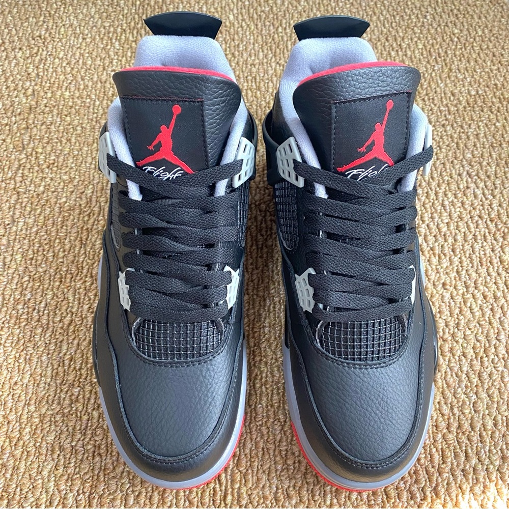 Brand New Retro 4 -Bred Reimagined -Men's Black/ Red Sneakers - Picture 2 of 6